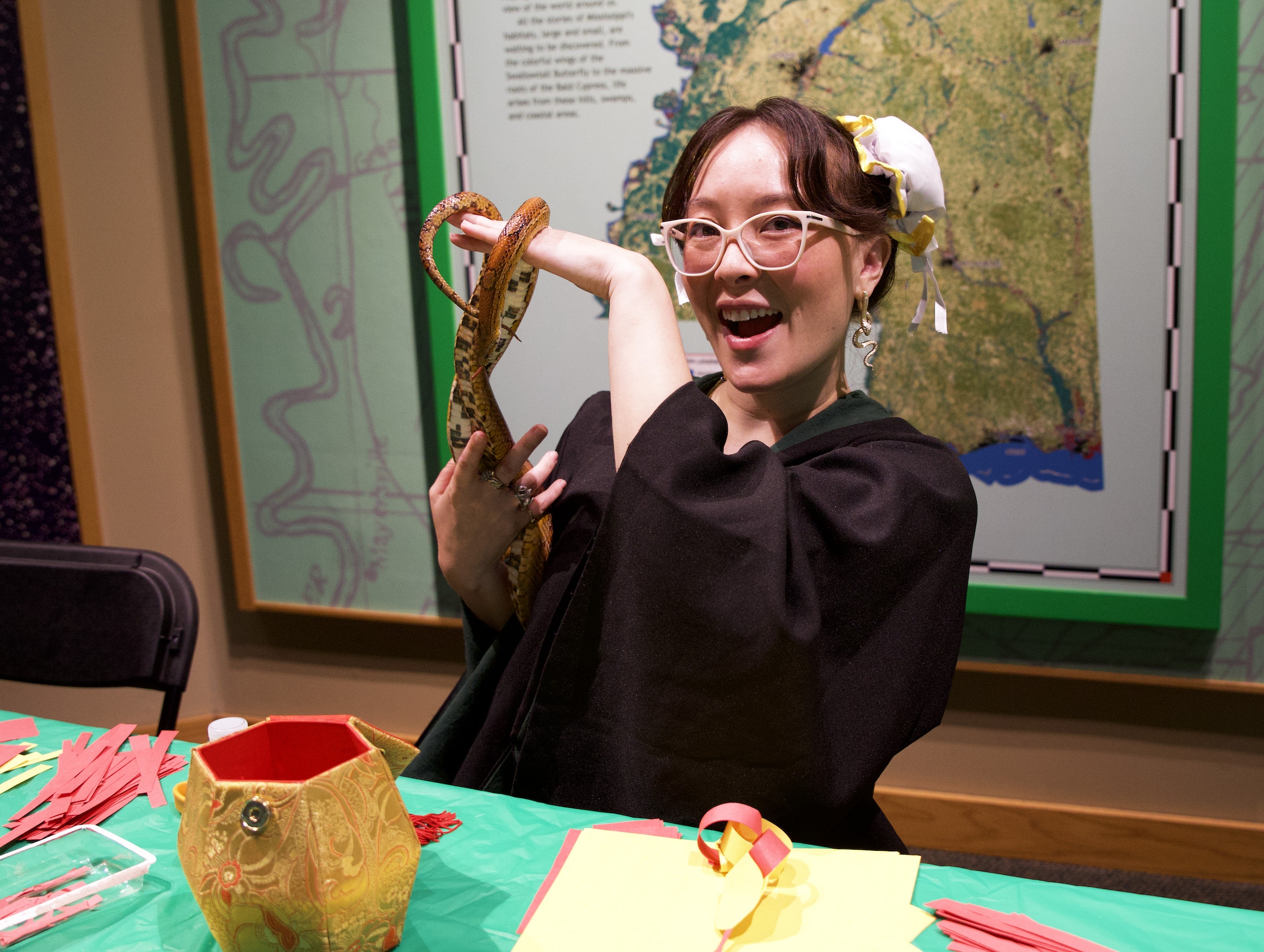 MS Museum of Natural Science volunteer with snake