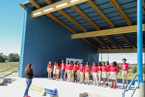 Spann Elementary student performing at The Den LeFleurs Bluff complex Mississippi Museum of Natural Science