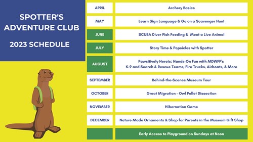 Spotters-Adventure Club 2023 schedule