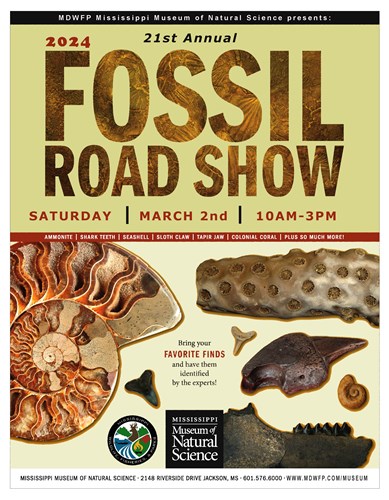 Fossil Road Show 2024 Event Flyer with images of fossils