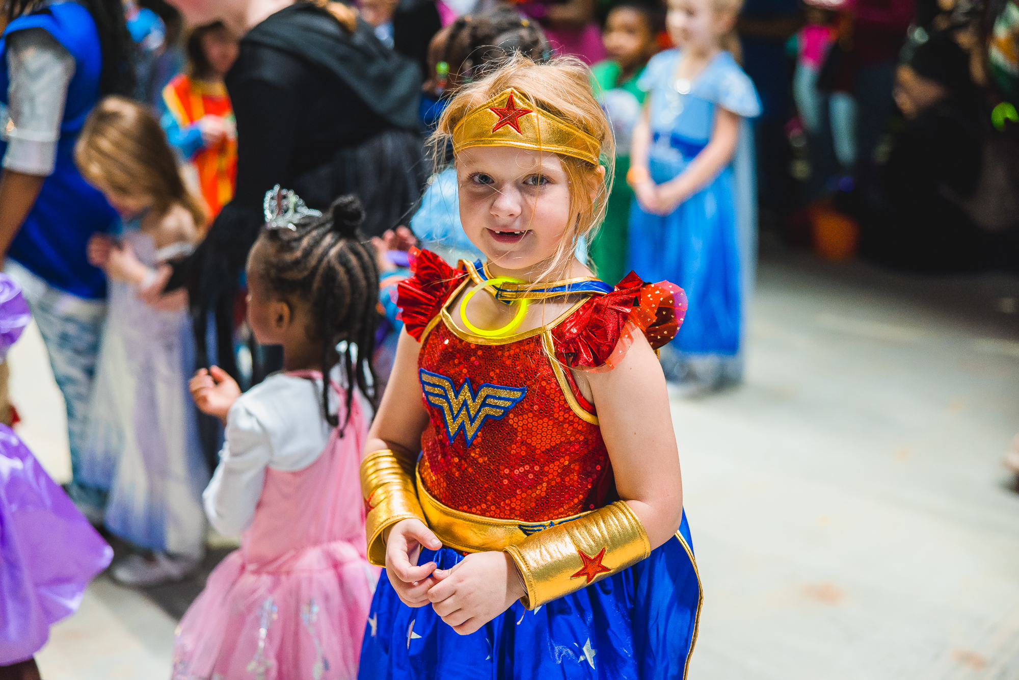 child in costume at park after dark at Mississippi Museum of natural science