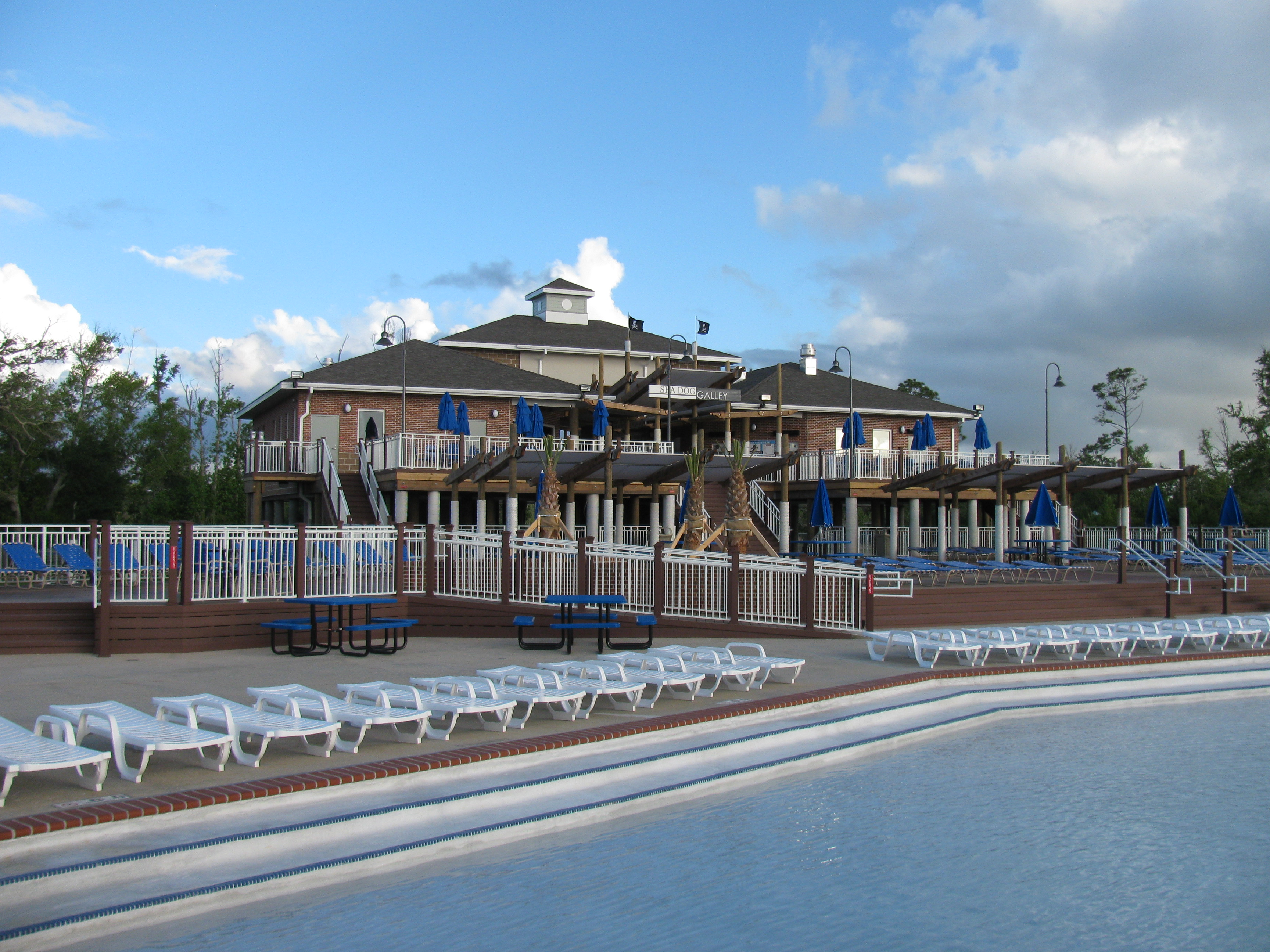 Treasure Island sun deck and lounge area at Buccaneer Bay