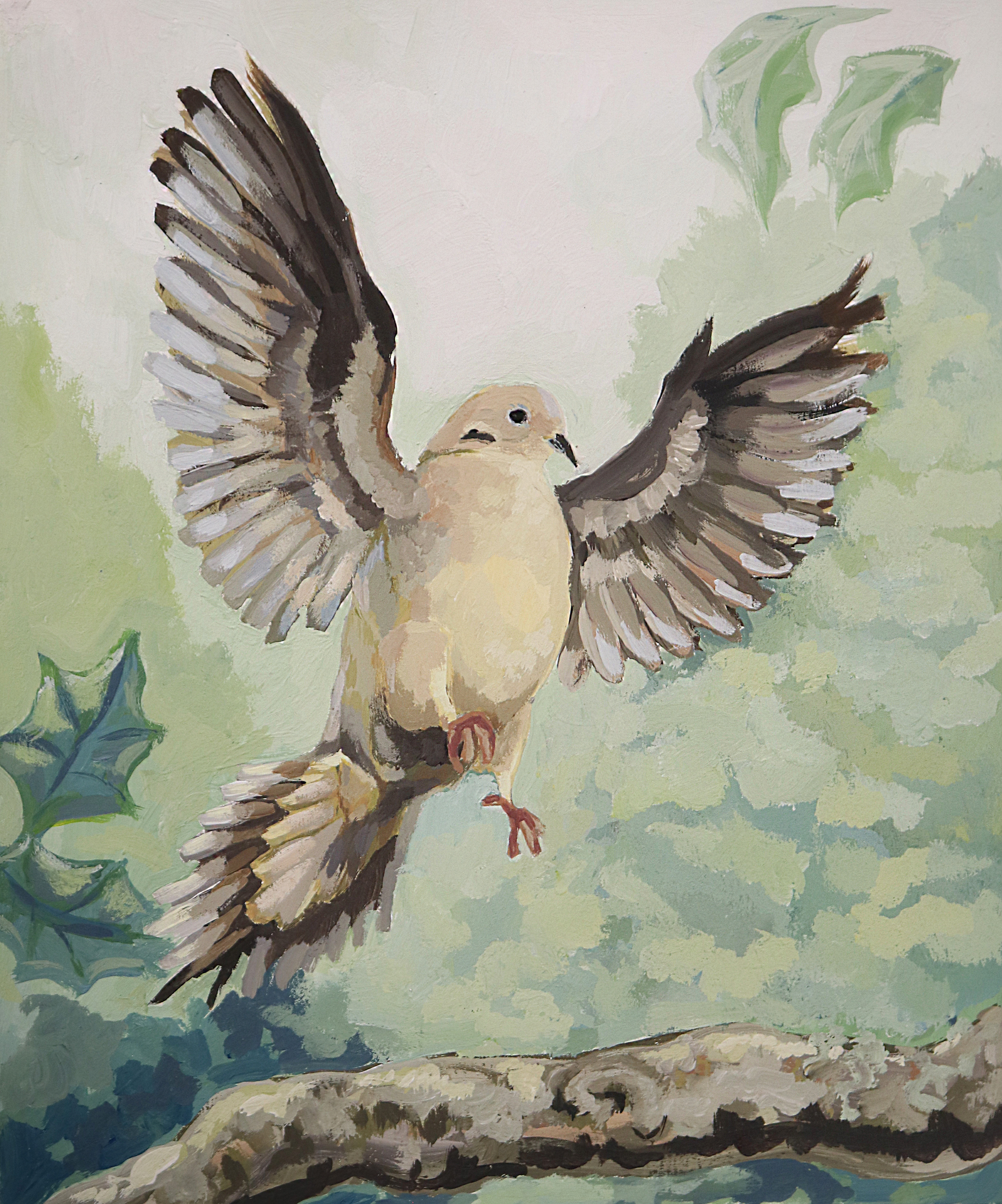 "Landing Morning Dove" Acrylic on Paper
