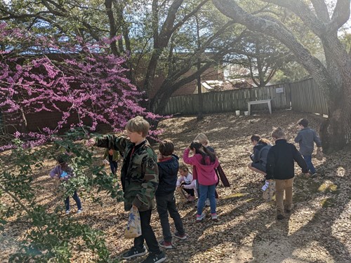 Children outside at Spring Break Science Camp