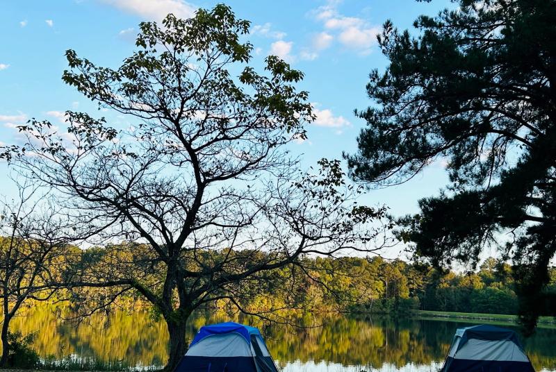Camping by the water at Lake Lowndes