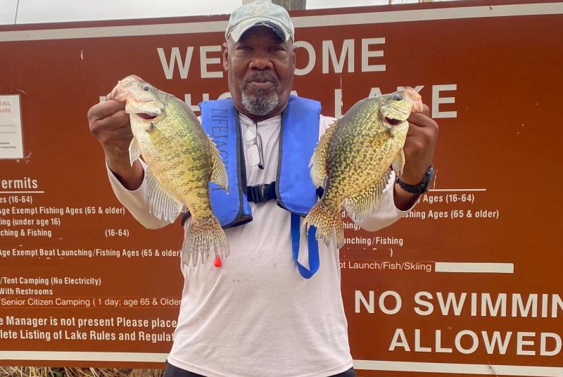 Mr. Bruce Fox with a few of the 14 nice crappie he caught at Neshoba County Lake. 